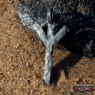 Hand-forged Algiz rune